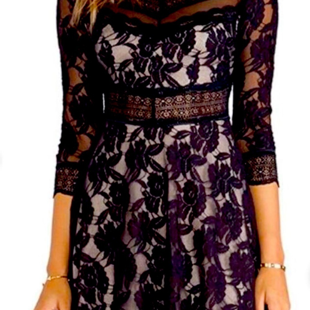 Free people black lace dress Xs